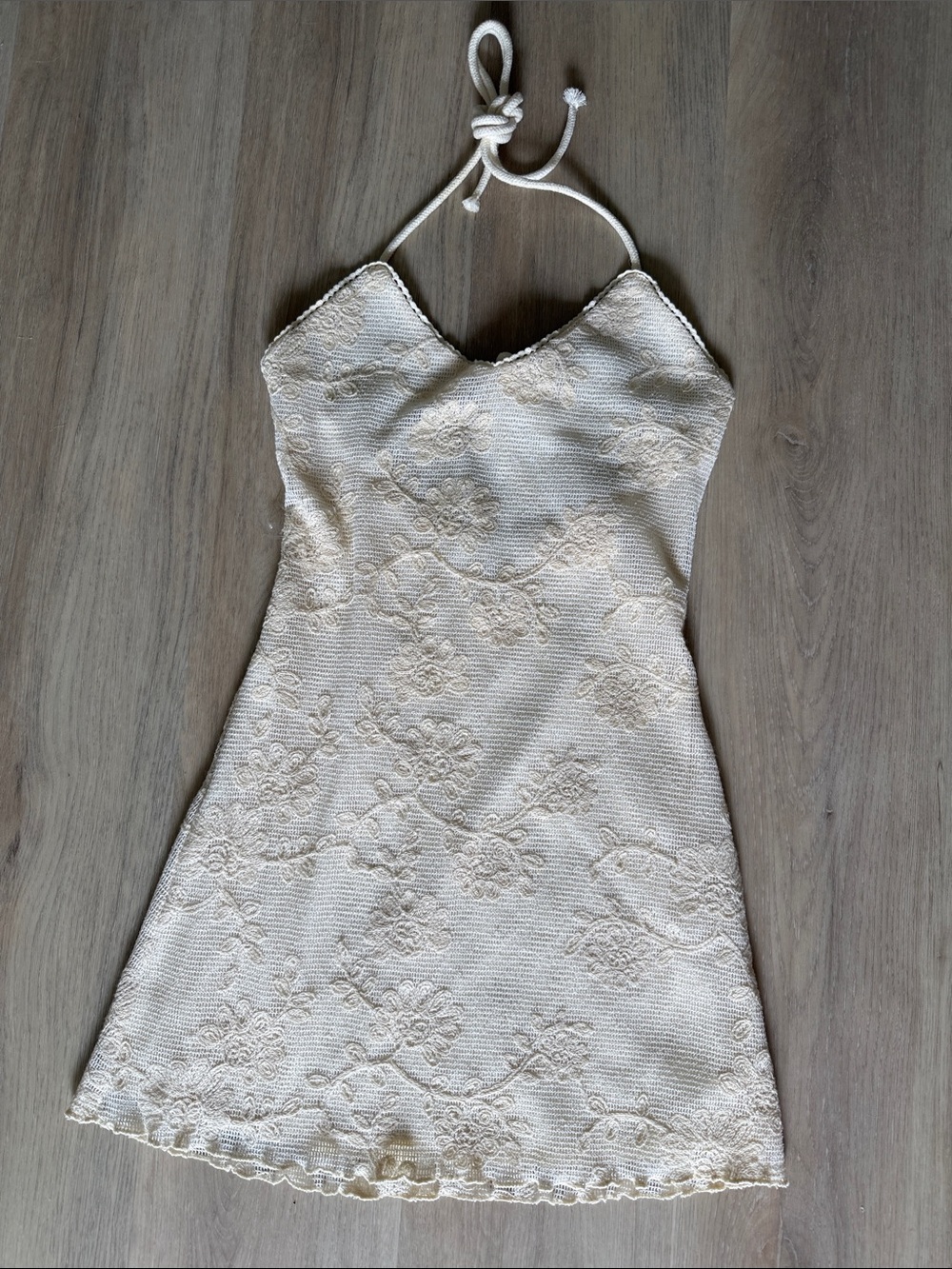 RSQ Cream Lace Halter Mini Dress
